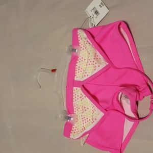 UPF 50+ bikini swimsuit S 6-6x pink halter with shorts brand new